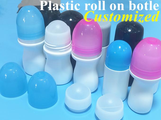 HDPE 30ml 50ml 60ml Plastic Roll on Cylindrical Round Roller Bottle Deodorant Container with Plastic Roll on Ball