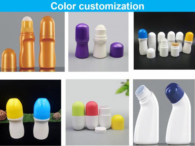 HDPE 30ml 50ml 60ml Plastic Roll on Cylindrical Round Roller Bottle Deodorant Container with Plastic Roll on Ball