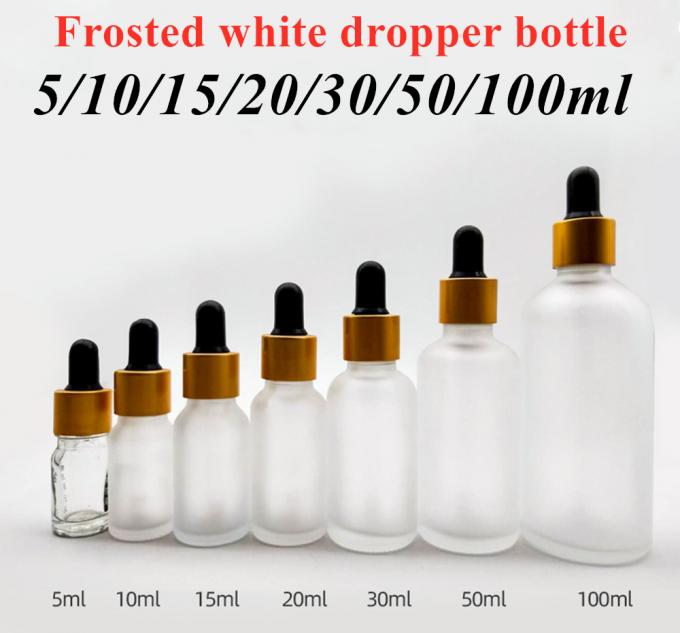 Hot Selling 5ml 10ml 15ml 20ml 30ml 1oz Essential Oil Bottle White Frosted Glass Bottle with Black Glass Pipette