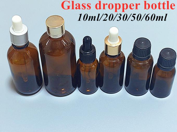 茶色のエッセンシャルオイル ガラスドロッパーボトル GMP 10ml アンバーガラスボトル 0