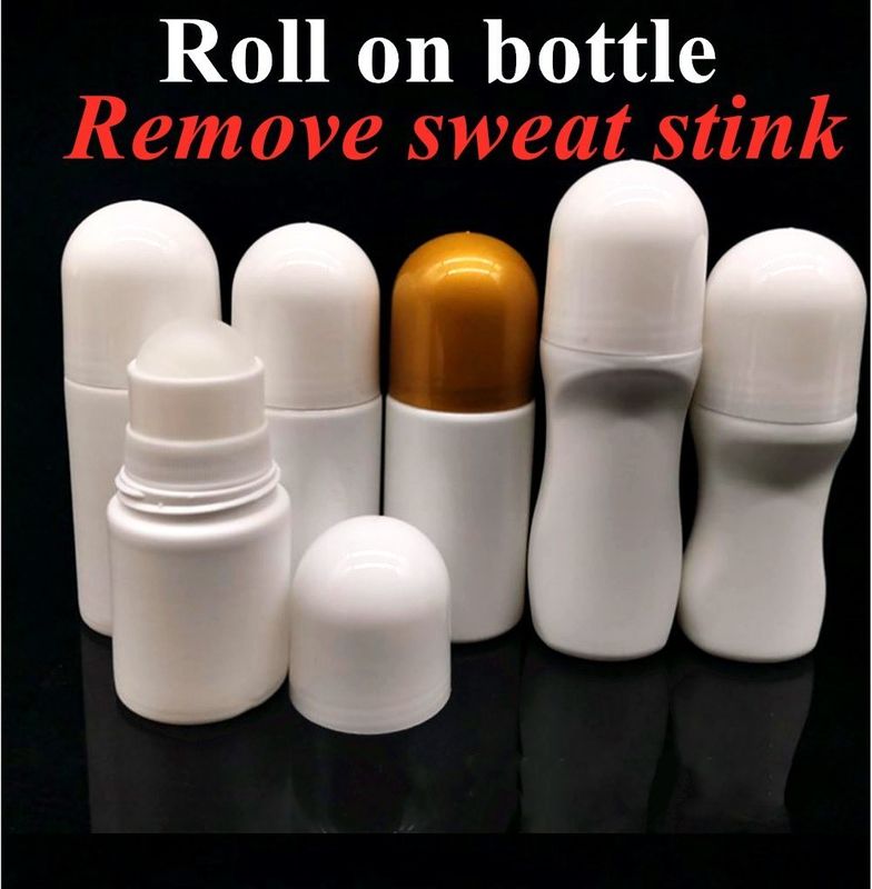 30ml 50ml 100ml 空の丸型 包装容器のボトル 白色PEロールボール プラスチックロールオンデオドラントボトル