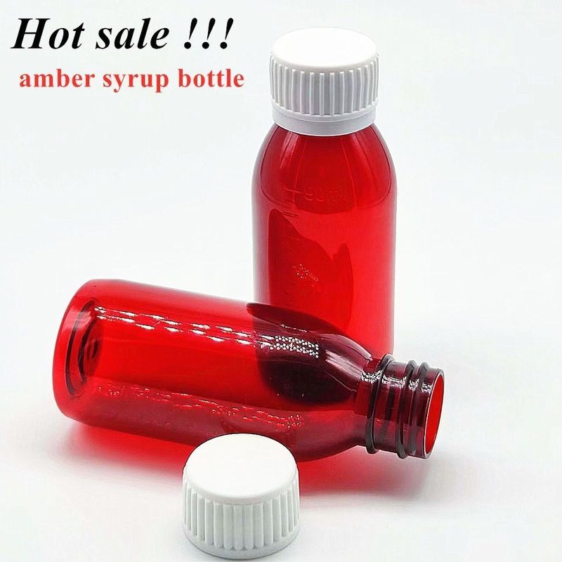 100ml 120ml 150ml 200ml アンバーラウンド 医薬品 ペット 口服液 咳シロップ PP スクリューキャップ付きプラスチックボトル