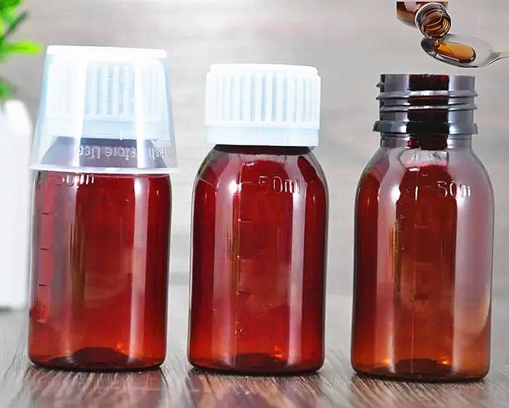 100ml 120ml 150ml ペット用大容量 レッド コンテナ 咳シロップ ボトル 薬 口服用液体 茶色 プラスチックボトル