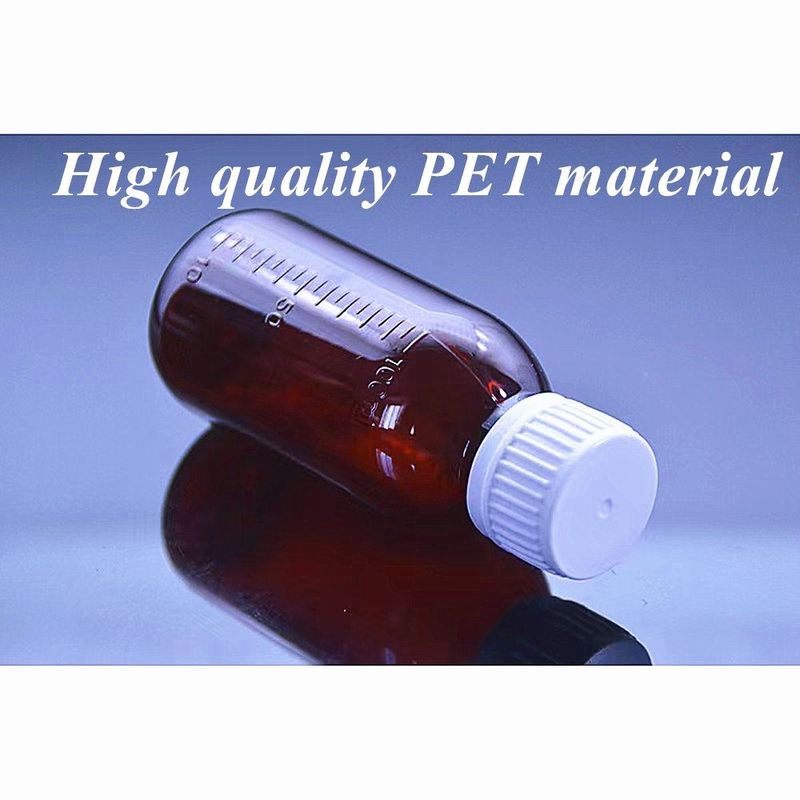 100ml 250ml 液体薬 アンバー PET 咳シロップ ボトル 尺度カップ プラスチック 咳シロップ ボトル