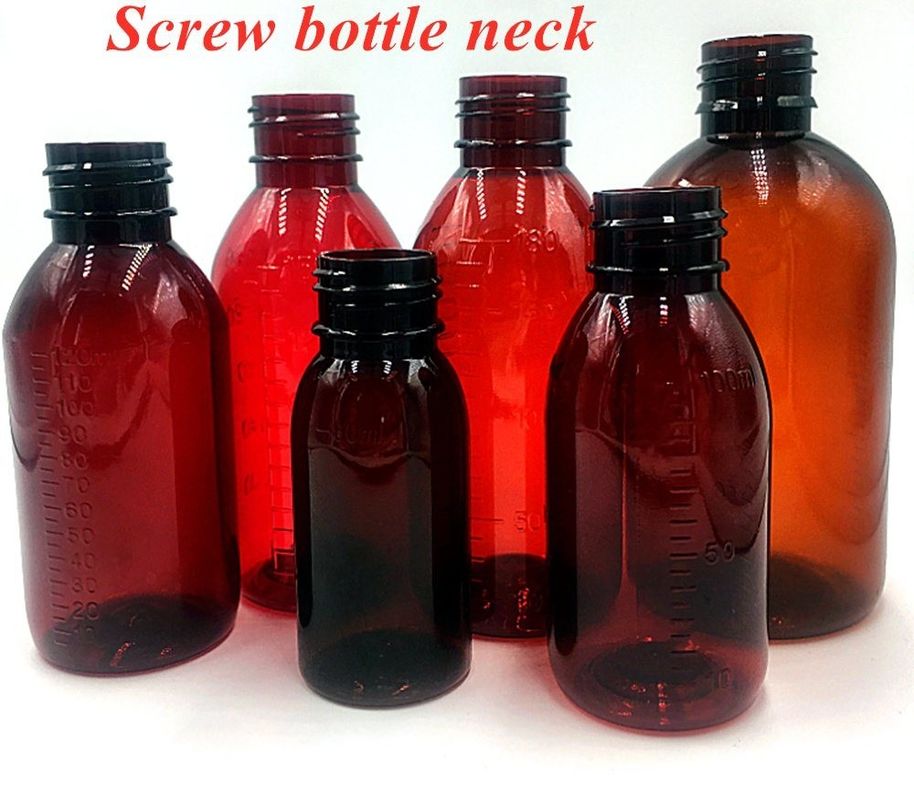 ブラウン色 100ml 120ml ペットシロップ ボトル 口服用液のためのCRCスクリューキャップ
