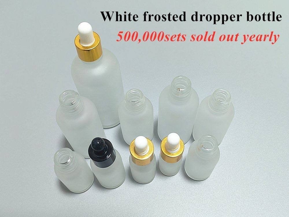 10ml 20ml 30ml 空っぽ 丸い 白色 凍結 ガラス エッセンシャル オイル ボトル 皮膚 ケア ヘア セラム 化粧品 滴水器で使用