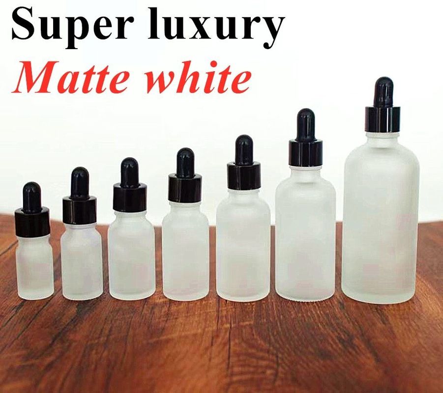 豪華 15ml 20ml 30ml 50ml 空のエッセンシャルオイル マットホワイト 凍ったアンバーエッセンシャルオイル ガラスドロッパーボトル