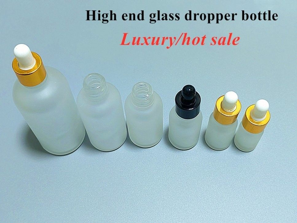 10ml 20ml 30ml 50ml 100ml 斜肩ガラス エッセンシャルオイル ボトル ホワイト フロストドロッパー ボトル 血清ケア用