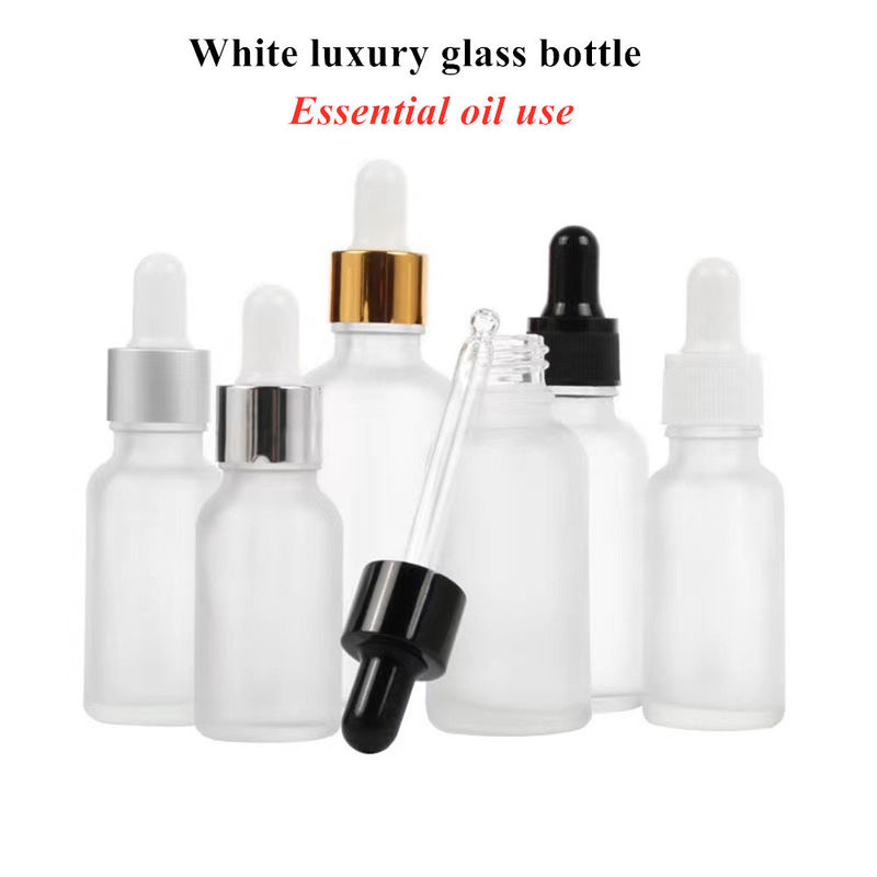1オンス 2オンス 5ml 10ml 15ml 20ml 30ml 50ml 空のエッセンシャルオイル 皮膚ケア セラム 顔 手使用 白 凍結 ガラス ドロッパー ボトル