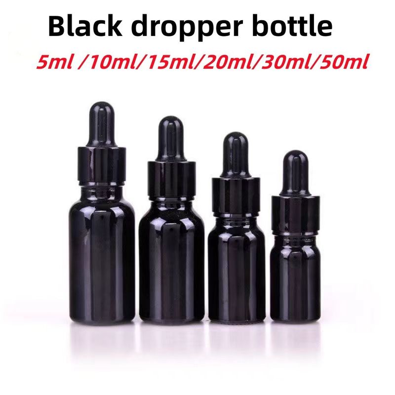 卸売 格安 5ml 10ml 15ml 20ml 30ml 50ml 空白 黒色 ガラス エッセンシャルオイル ボトル