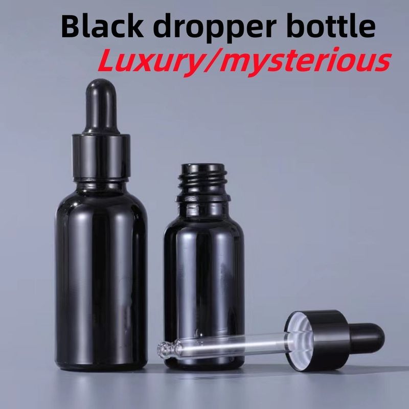 5ml 10ml 15ml 20ml 30ml 50ml 100ml 黒色 エッセンシャルオイル ボトル ガラスドロッパーボトル