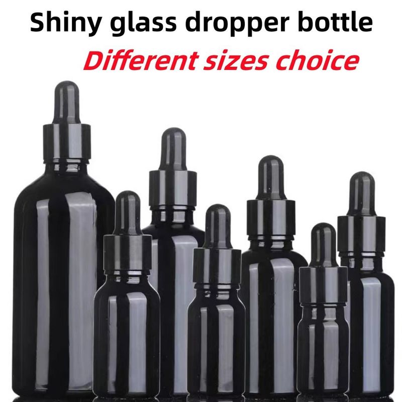 5ml 10ml 15ml 20ml 30ml 50ml 100ml 黒色 エッセンシャルオイル ボトル ガラスドロッパーボトル