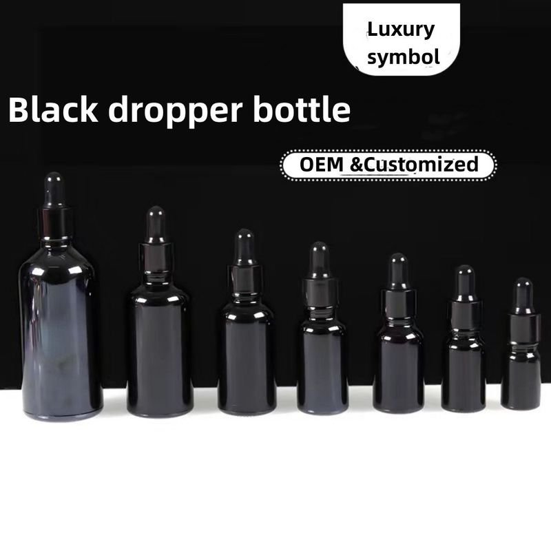 5ml 10ml 15ml 20ml 30ml 50ml 100ml 黒色 エッセンシャルオイル ボトル ガラスドロッパーボトル