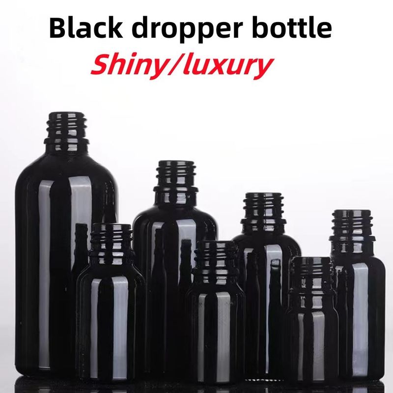 10ml 15ml 20ml 30ml 50ml 100ml 輝く黒色 エッセンシャルオイル 化粧品 ガラスドロッパーボトル