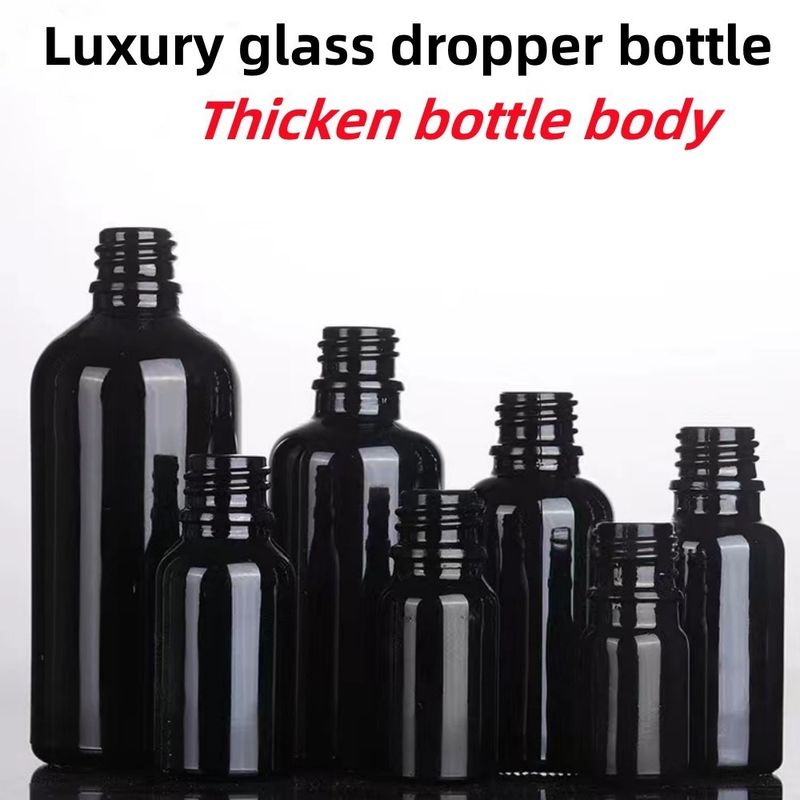 黒 10,ml 15ml 20ml 30ml 50ml 空丸黒 輝くガラス エッセンシャルオイルドロッパー ボトル プラスチック ゴールドリング