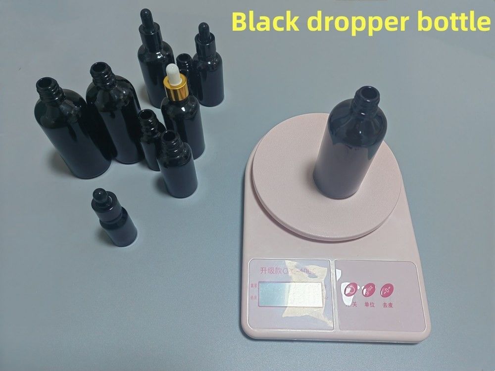 5ml 10ml 15ml 20ml エッセンシャルオイル セラム 平肩 丸 輝く エッセンシャルオイル ボトル ブラック ガラス ドロッパー ボトル