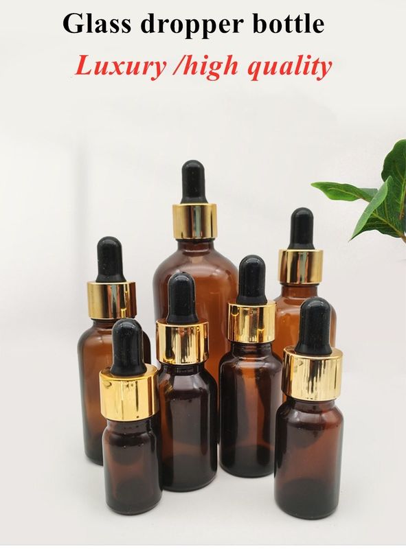 ホットセール 5ml 10ml 15ml 30ml 50ml アンバー血清 エッセンシャルオイル ボトル ガラスドロッパーボトル