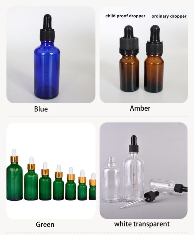 エッセンシャルオイルのパッケージ 1OZ 2OZ 20ml 30ml 50ml アンバーエッセンシャルオイルの血清 子供用キャップ付きグラスドロッパーボトル