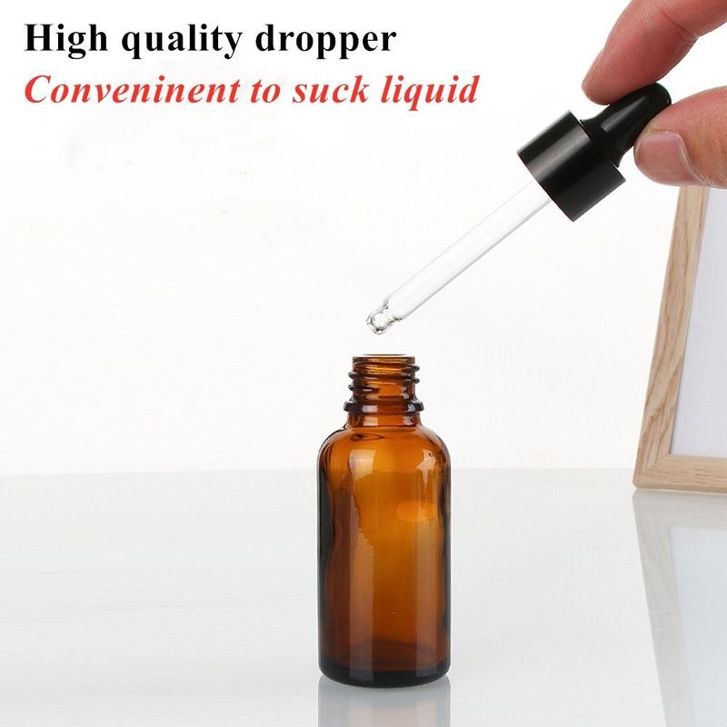 化粧品 ガラスボトル 珀色血清 滴滴器 ボトル 30ml 50ml 60ml 珀色 贅沢 エッセンシャルオイル 黒色滴滴器頭付き ガラスボトル