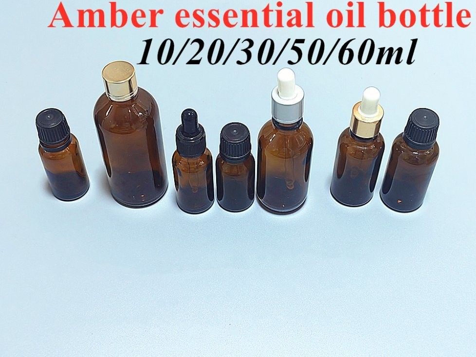 ホットセール 空っぽ 贅沢 アンバーブラウン 10ml 15ml 20ml 30ml 50ml 60ml ガラス エッセンシャルオイル ボトル 血清パッケージ