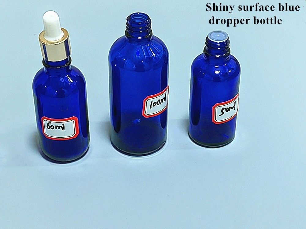 10ml 20ml 30ml 50ml 空きボストン丸型化粧品 包装 空き青色 精油 ガラスドロッパーボトル ドロッパーキャップ