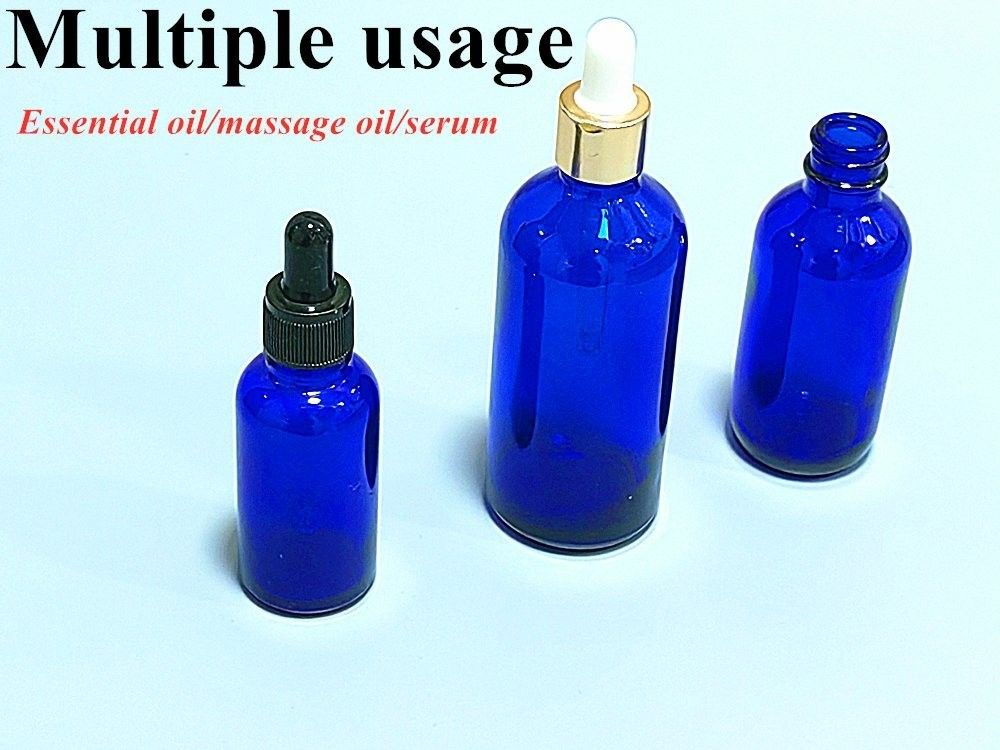 化粧品 ガラス ブルー 血清 滴滴器 ボトル 20ml 30ml 50ml 高級 エッセンシャル オイル 滴滴器付き ガラス ボトル