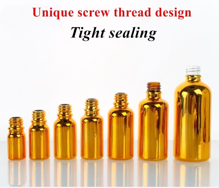 高級 輝く 30ml 50ml 60ml ゴールド UV電板 血清 金色のガラス 精油 ガラスドロッパー ボトル スプレーヘッド