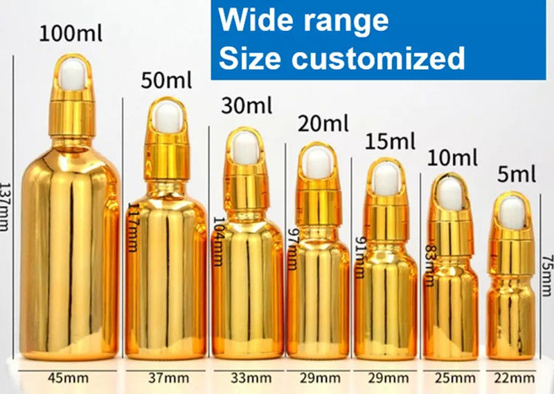 高品質 豪華化粧品 パッケージ 10ml 20ml 30ml 50ml 電気塗装 金 精油 血清 ガラス 滴瓶