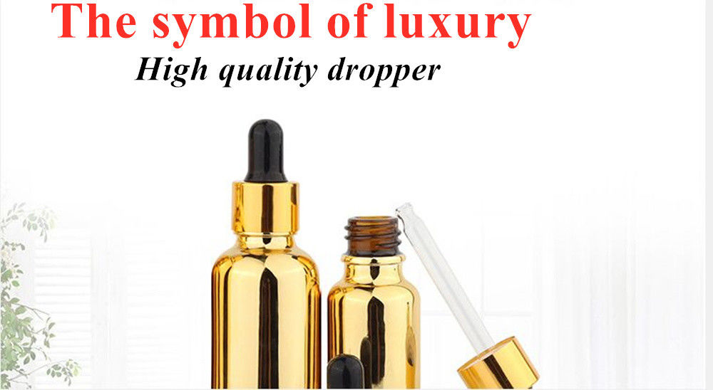 20ml 30ml 50ml 空っぽ 再利用可能 電気塗装 金 化粧品 包装 血清 皮膚ケア エッセンシャルオイル ガラスドロッパーボトル