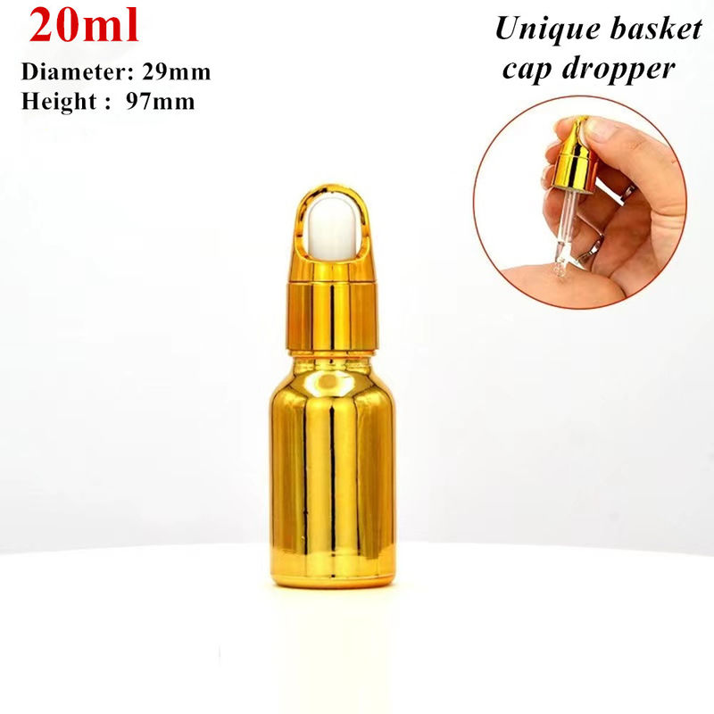 10ml 20ml 30ml 50ml エレクトロプレート 金色 高級化粧品 梱包 ガラスドロッパー ボトル 精油用