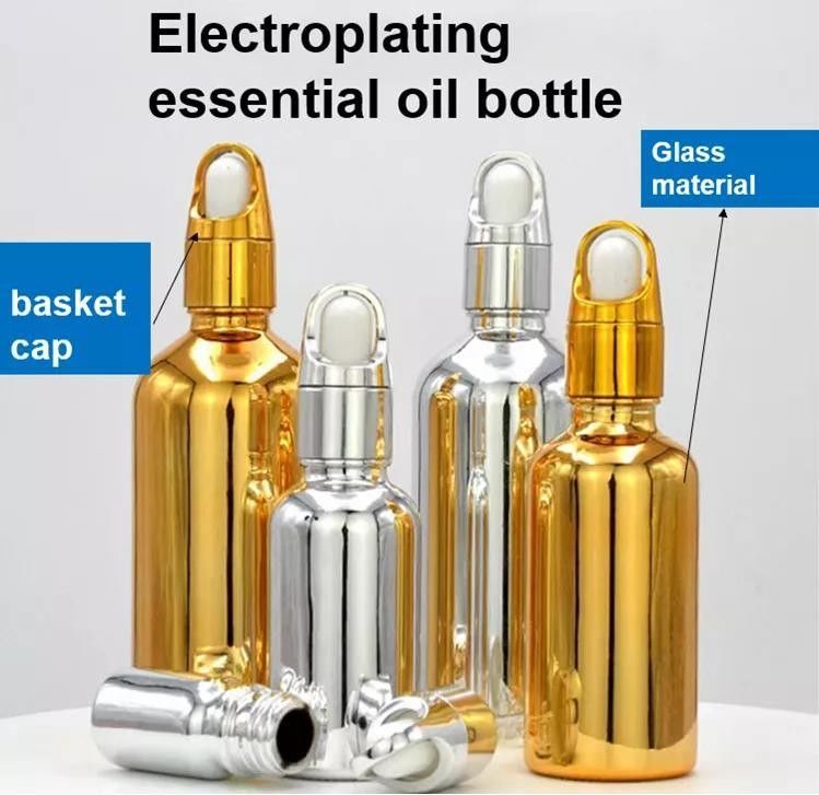 10ml 20ml 30ml 50ml エレクトロプレート 金色 高級化粧品 梱包 ガラスドロッパー ボトル 精油用