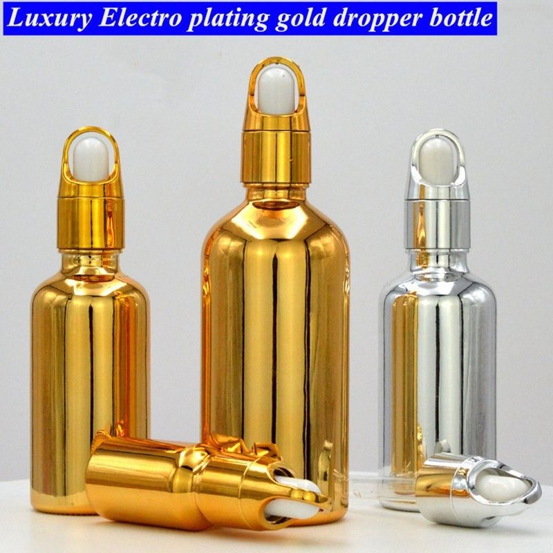 10ml 20ml 30ml 50ml エレクトロプレート 金色 高級化粧品 梱包 ガラスドロッパー ボトル 精油用