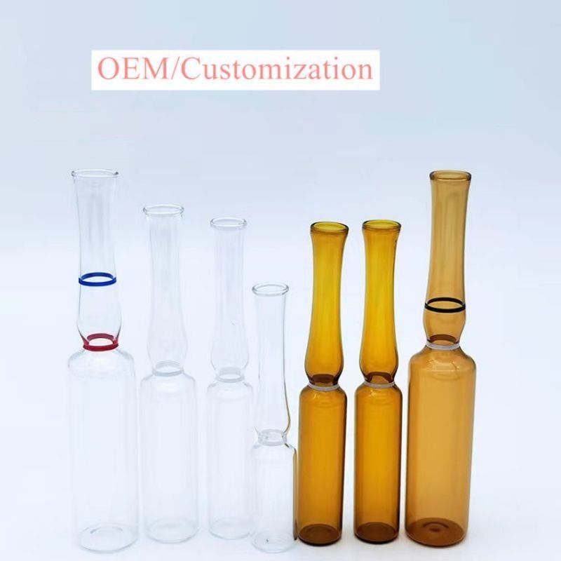1ml 2ml 5ml ブレイキングリング 透明アンバーガラス アンプル USP I 医薬品 梱包 ISO 標準のガラスアンプル