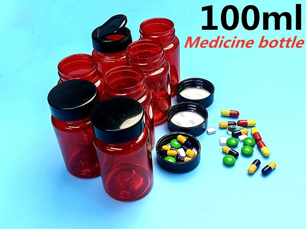 高品質 100ml レッド 空のペットピル 錠剤 カルシウム 薬剤容器 医薬品 ビタミン カプセル 薬瓶