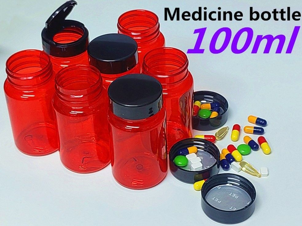 高品質 100ml レッド 空のペットピル 錠剤 カルシウム 薬剤容器 医薬品 ビタミン カプセル 薬瓶