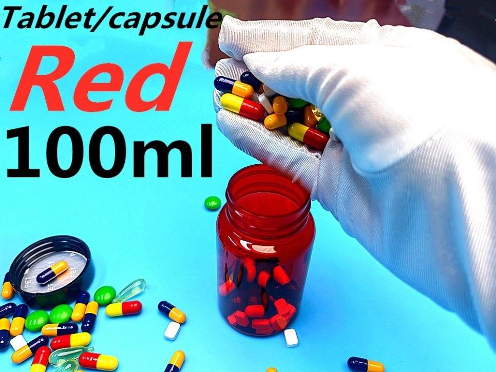 PETプラスチック 赤 100ml 150ml 固体薬瓶 カプセル 錠剤 ボトル 梱包容器 保健サプリメント ボトル