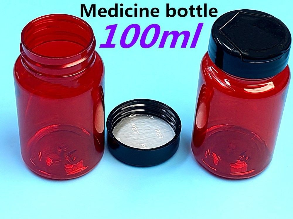 PETプラスチック 赤 100ml 150ml 固体薬瓶 カプセル 錠剤 ボトル 梱包容器 保健サプリメント ボトル