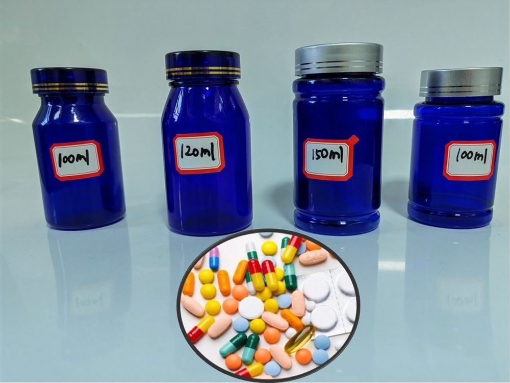100cc 120cc 錠剤用プラスチックボトル カプセル 透明 青色 PET 再充填可能な プラスチック固体 粉末 薬剤 ボトル