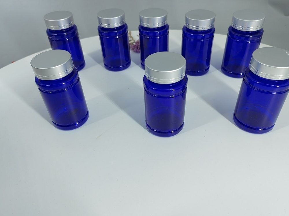 100cc 120cc 錠剤用プラスチックボトル カプセル 透明 青色 PET 再充填可能な プラスチック固体 粉末 薬剤 ボトル