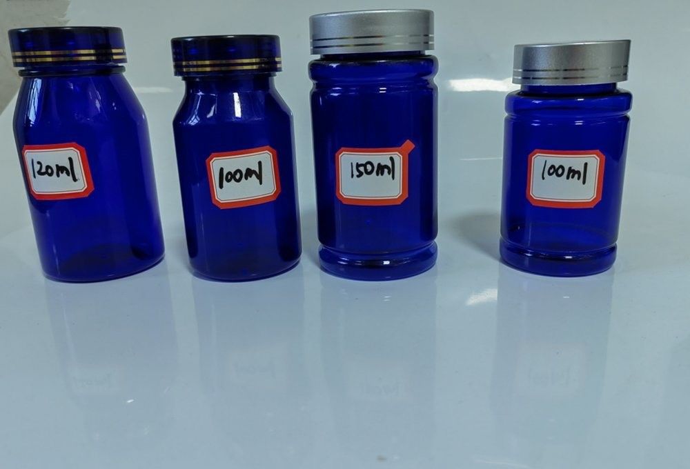 100cc 120cc 150cc 錠剤用プラスチックボトル カプセル 透明 青色 ペット用 再充填可能な プラスチック固体用薬ボトル