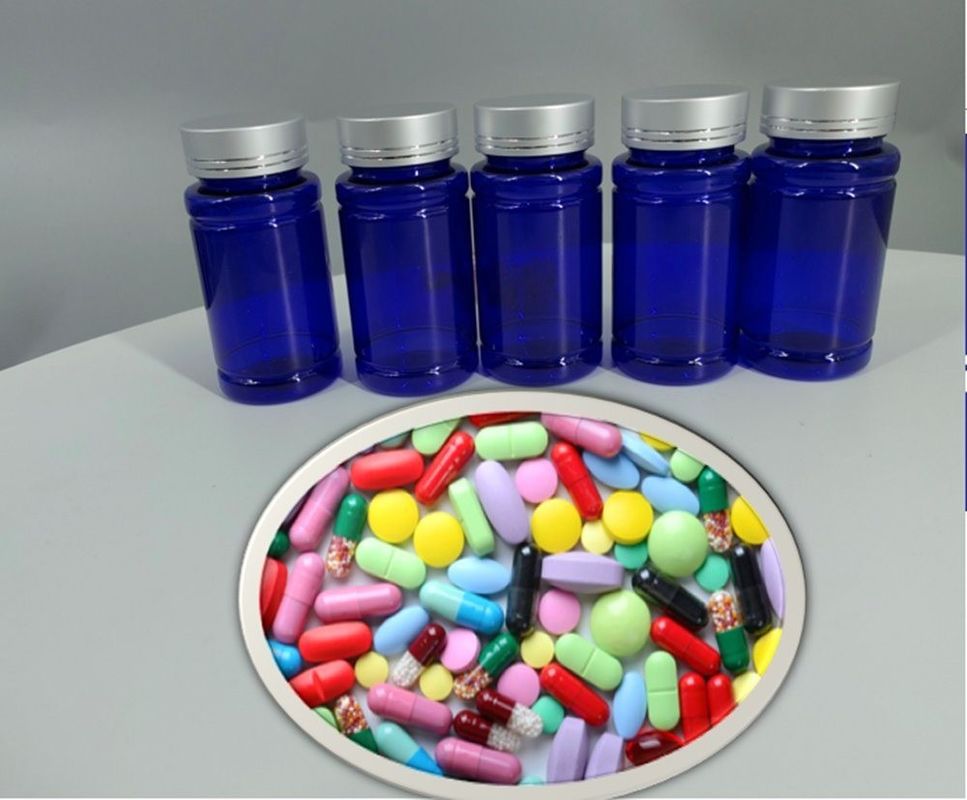 100cc 120cc 150cc 錠剤用プラスチックボトル カプセル 透明 青色 ペット用 再充填可能な プラスチック固体用薬ボトル
