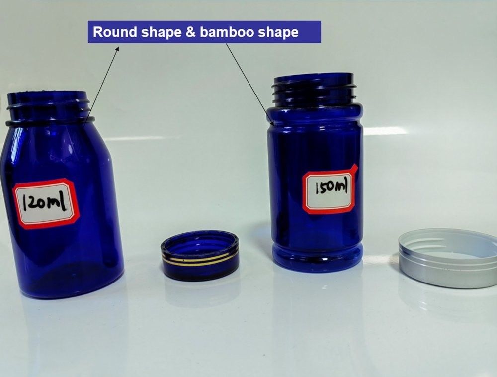 100cc 120cc 150cc 錠剤用プラスチックボトル カプセル 透明 青色 ペット用 再充填可能な プラスチック固体用薬ボトル
