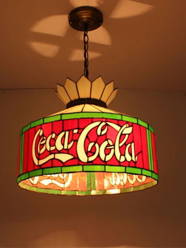 12'バー レストラン カフェ ダイニングルーム 吊り灯 天井灯 赤色ステンドグラス LED 吊り灯