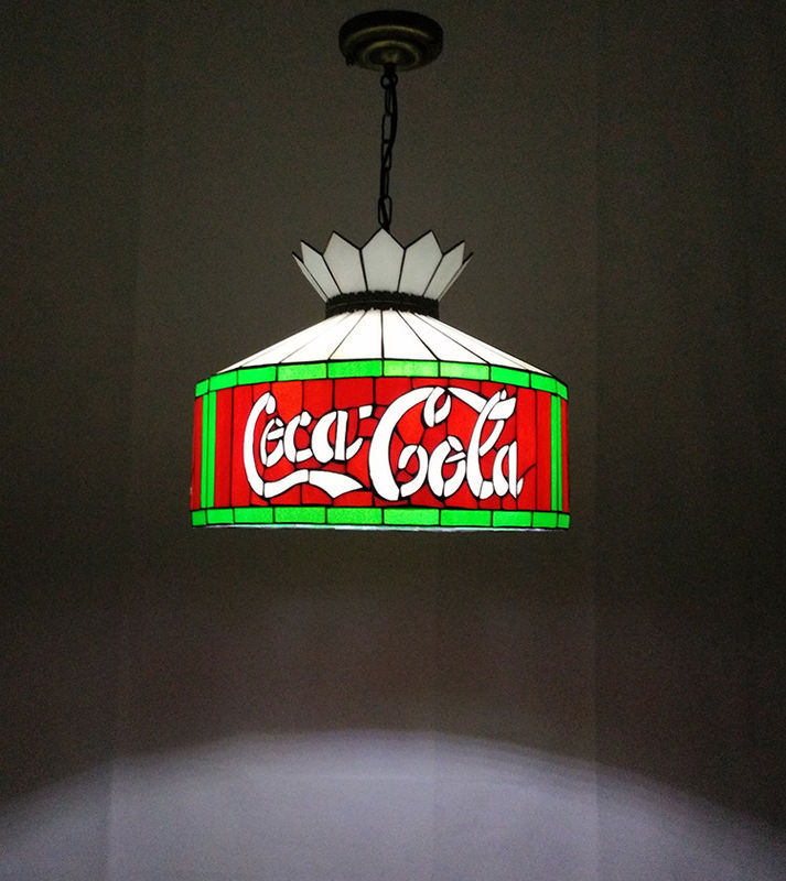 12'バー レストラン カフェ ダイニングルーム 吊り灯 天井灯 赤色ステンドグラス LED 吊り灯