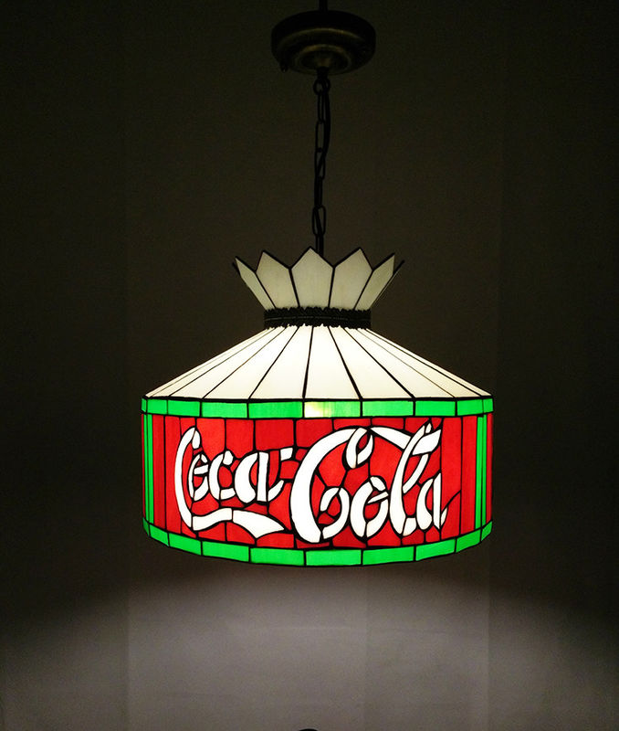 12'バー レストラン カフェ ダイニングルーム 吊り灯 天井灯 赤色ステンドグラス LED 吊り灯