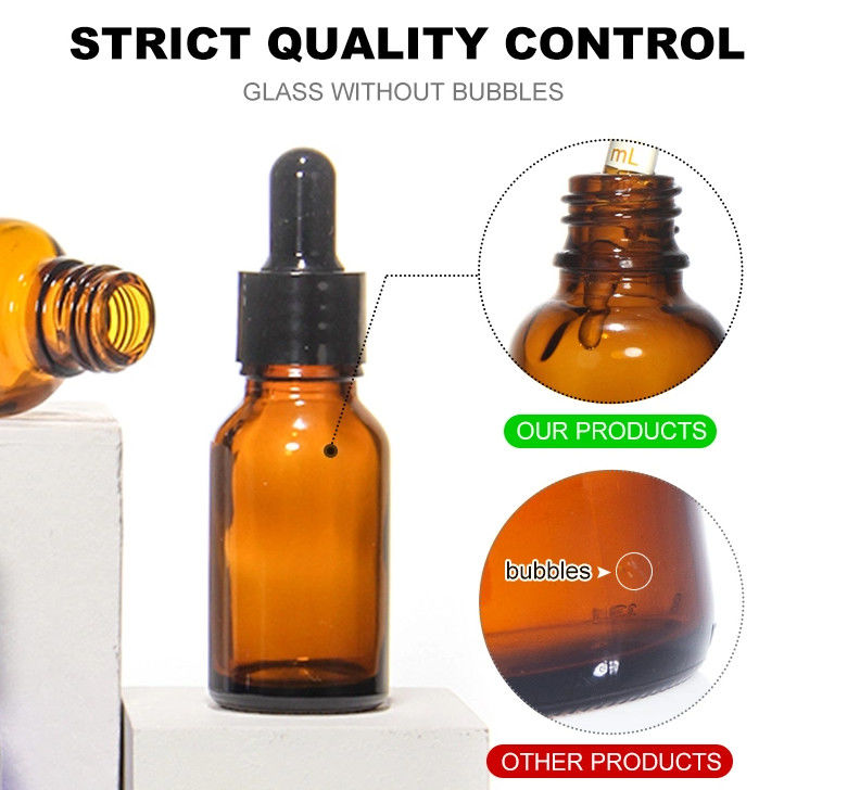 ホットセール 5ml 10ml 15ml 30ml 50ml アンバー血清 エッセンシャルオイル ボトル ガラスドロッパーボトル